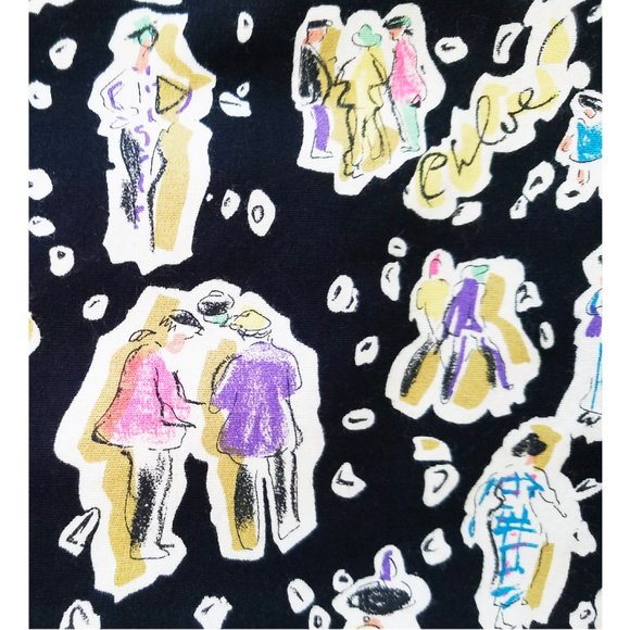 Chloe Womens Skirt Logo Sketch Sketches of People Novelty Print - Picture 4 of 12